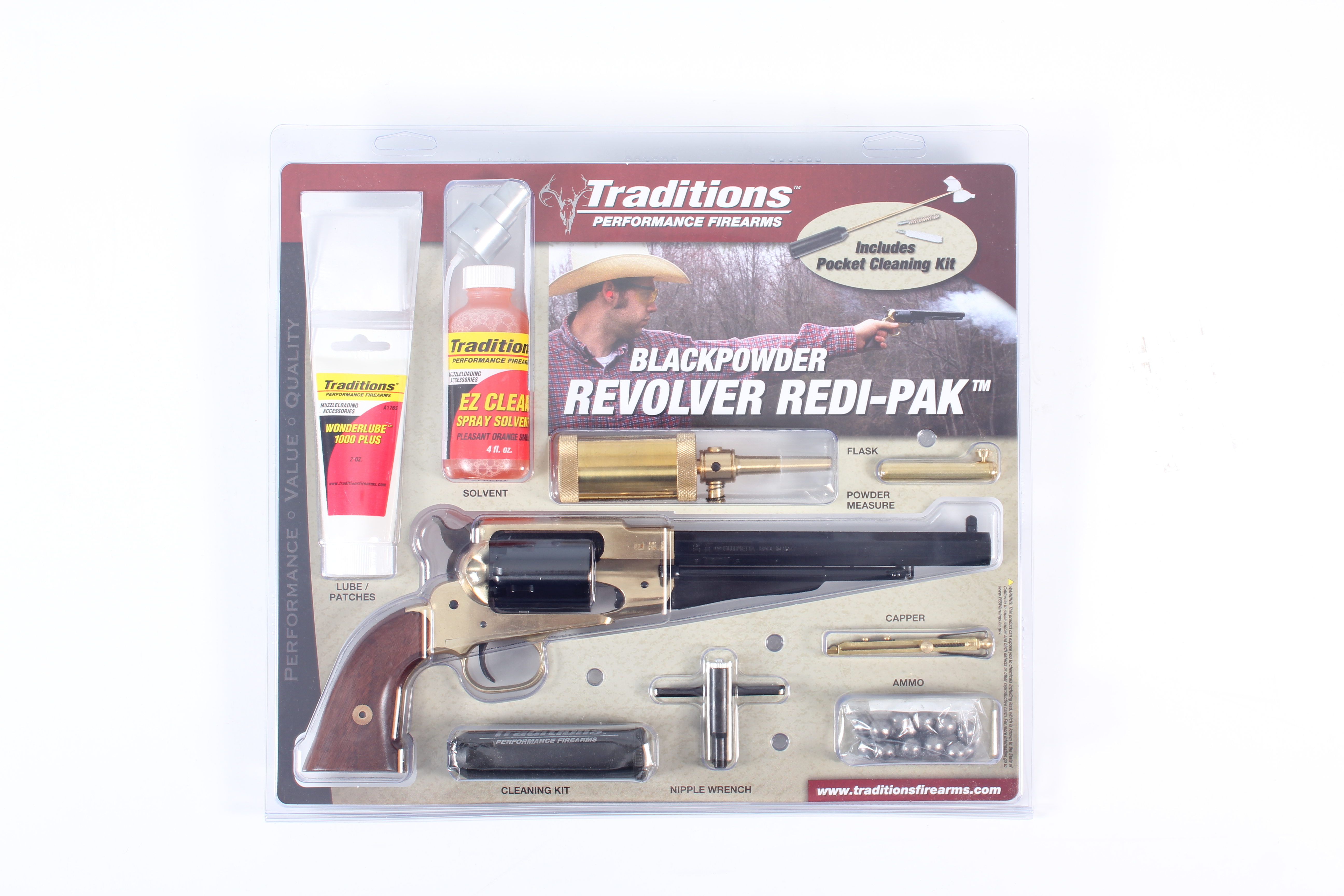 Traditions Revolver Shooter's Kit, 44 Caliber Black Powder/Flask - A5120 -  Helia Beer Co