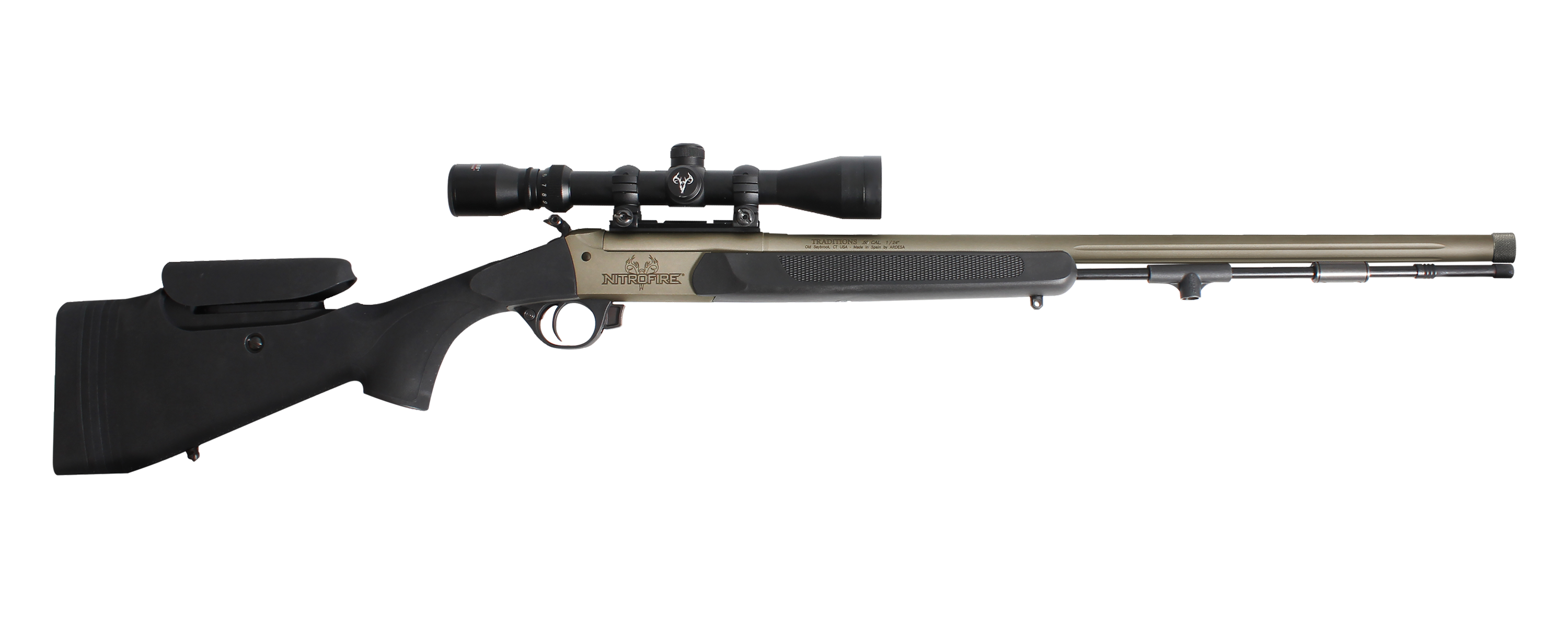 NITROFIRE® PRO SERIES .50 CAL BLACK / TUNGSTEN PREMIUM CERAKOTE FINISH WITH 3.5-10X44 SCOPE
