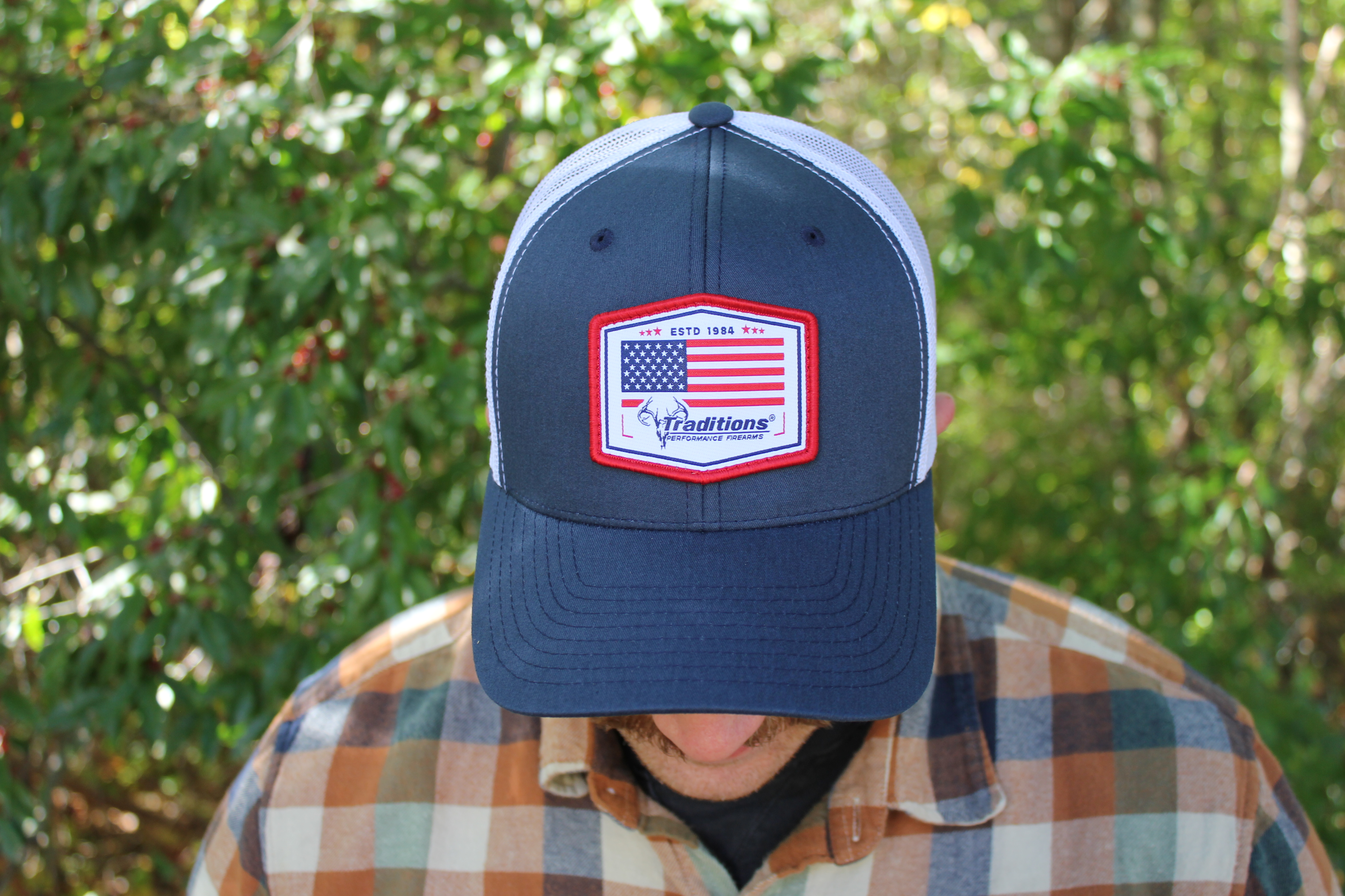Traditions Mesh Back Hat with American Flag Woven Patch