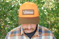 Traditions Blaze Orange Hat with Brown Visor and Leather Patch