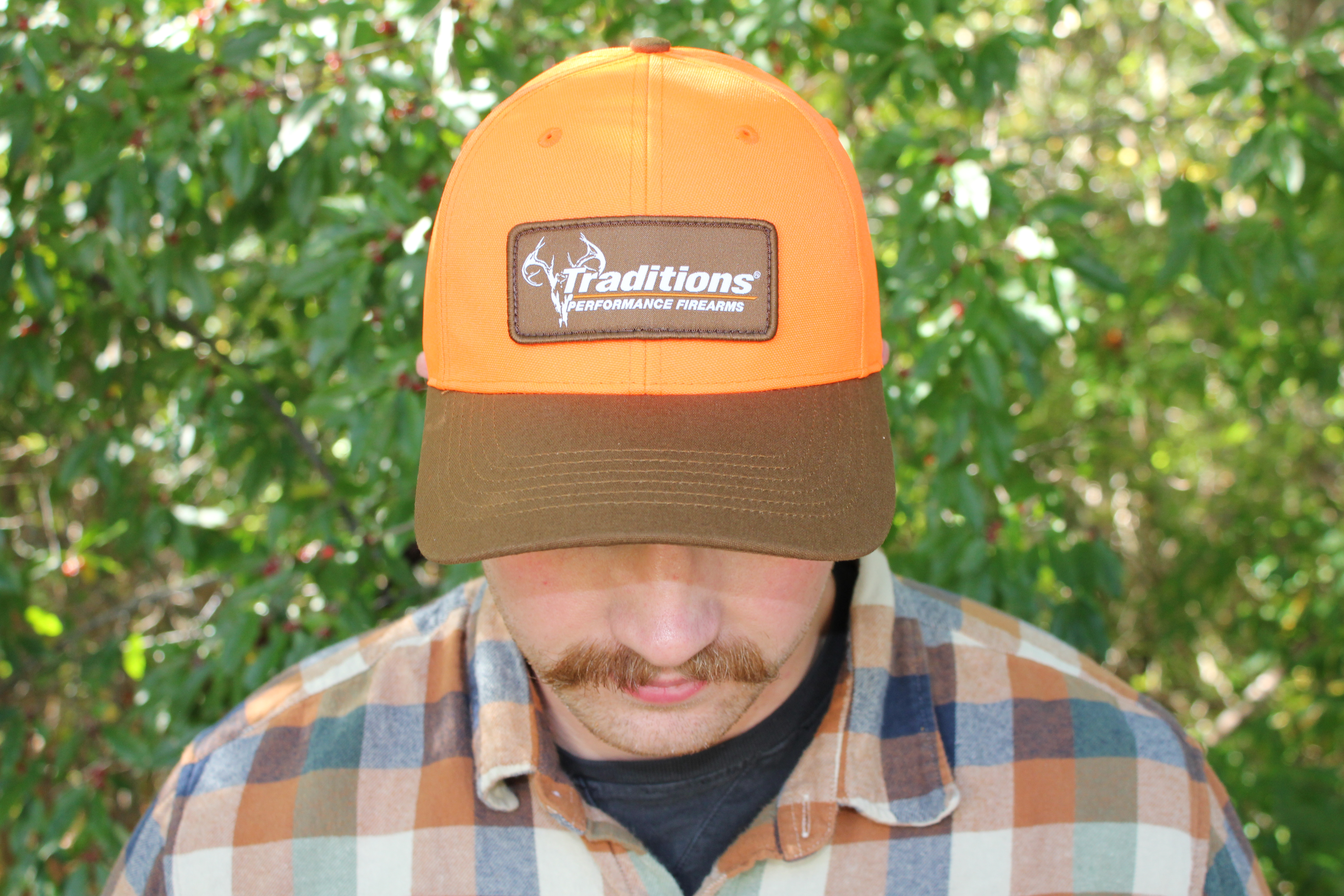 Traditions Blaze Orange Hat with Brown Visor and Leather Patch